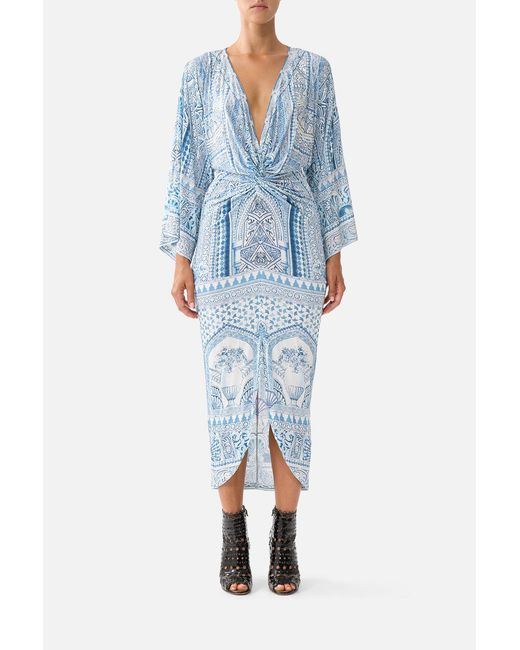 Camilla Blue Long Split Front Twist Dress The Hum Of The Alhambra