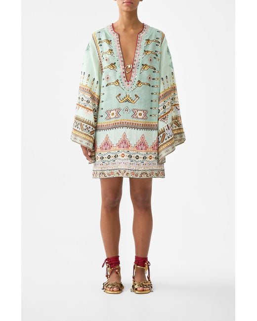 Camilla Multicolor Deep V-Neck Hardware Short Kaftan Legend Has It