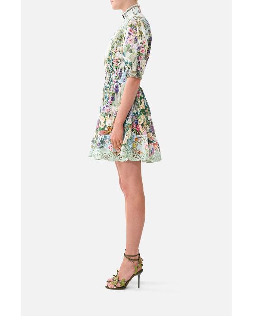 Camilla White Short Dress With Shirred Waist Art For The Empress