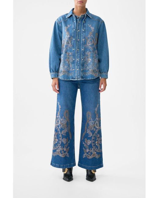 Camilla Blue Lalita Ace Of Lace Long Line Shirt