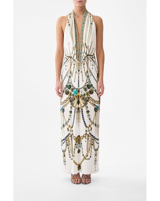 Camilla Metallic Deep Cowl Plunge Dress Chain Gang