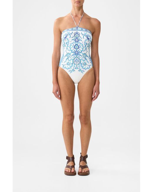Camilla Blue Bandeau One Piece With Halter Tie Isnik Lullaby