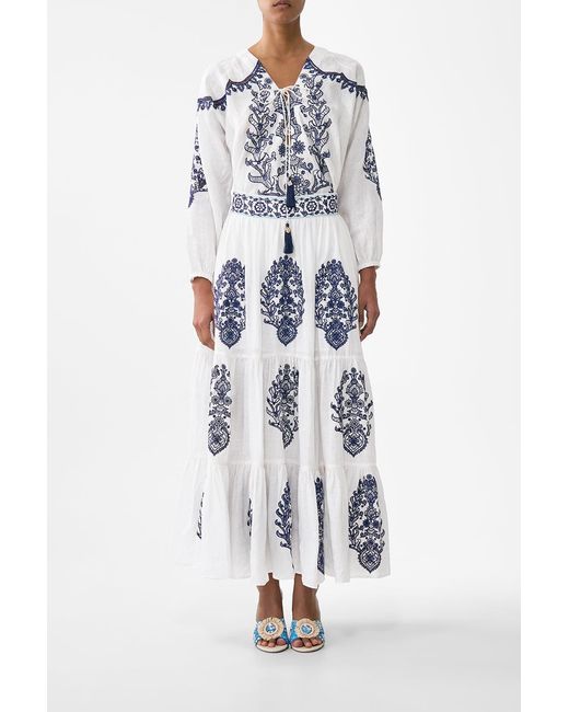Camilla White Tiered Embroidered Skirt Isnik Lullaby