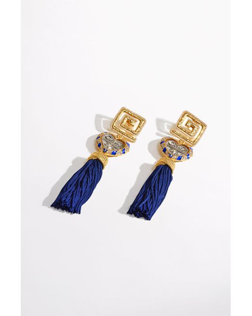 Camilla Blue Artisan Artillery Tassel Earrings