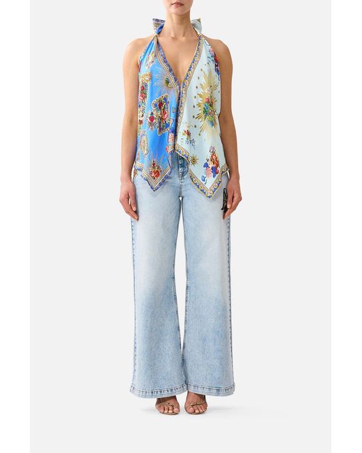 Camilla Blue Scarf Tie Top Verses