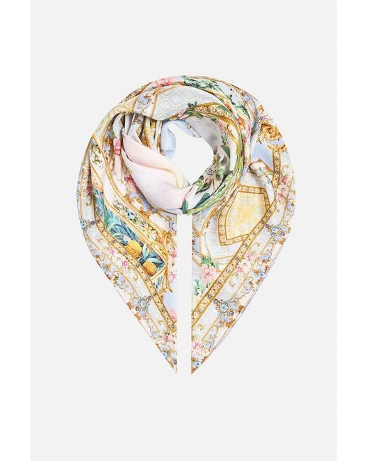 Camilla Metallic Large Crystalled Silk Square Scarf Sisi Society