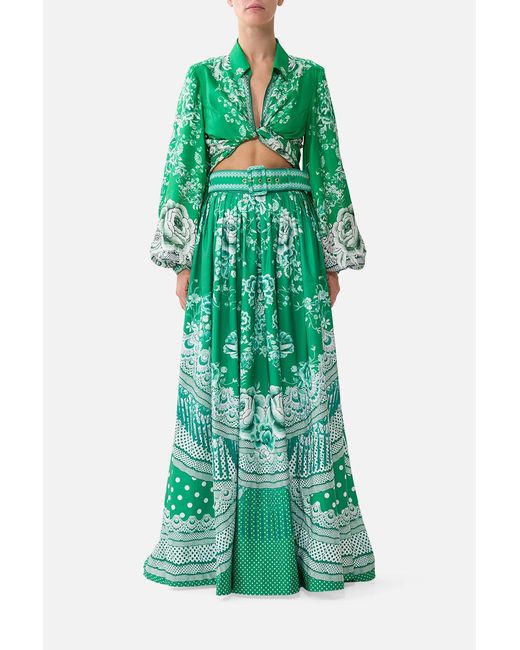 Camilla Green Belted Maxi Skirt Sacromonte Señorita