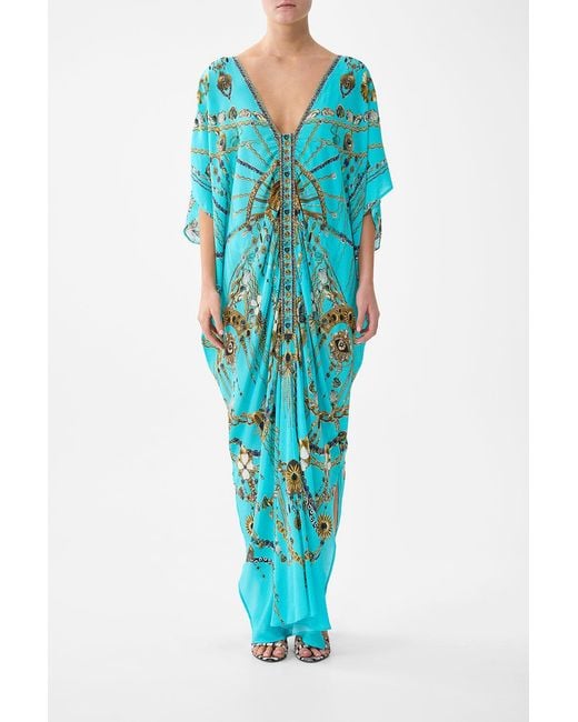 Camilla Blue Kaftan With Front Tab Detail Totems And Treasures