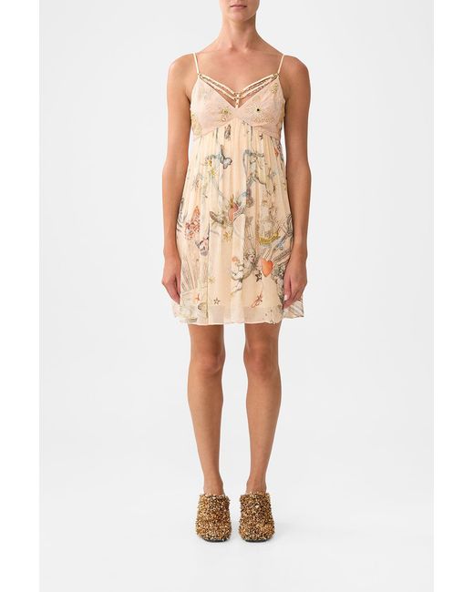 Camilla Natural Double Strap Detail Short Dress House Of Horoscopes