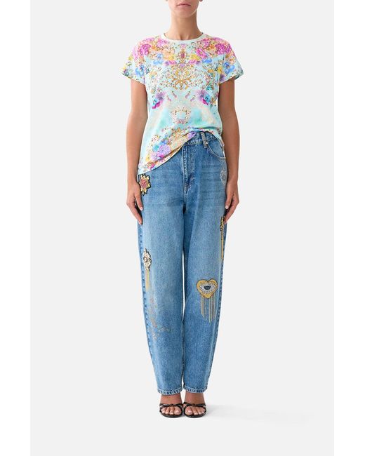 Camilla White Slim Fit Round Neck T-Shirt Bazaar Blooms