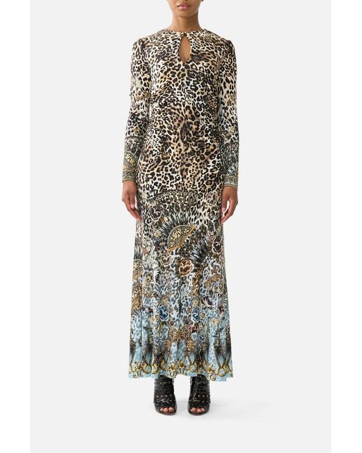 Camilla Multicolor Gathered Jersey Long Dress Fiesta, Siesta, Repeat