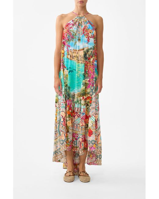 Camilla Multicolor Gather Neck Hardware Maxi Dress Meet Me