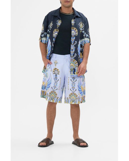 Camilla Blue Fixed Waist Mid Length Walk Short Under Scarab Skies for men
