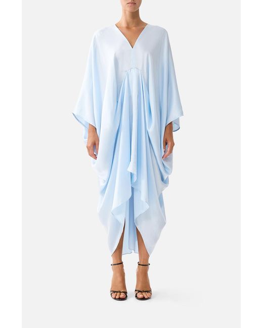 Camilla Blue Drape Front V Neck Kaftan The Hum Of The Alhambra