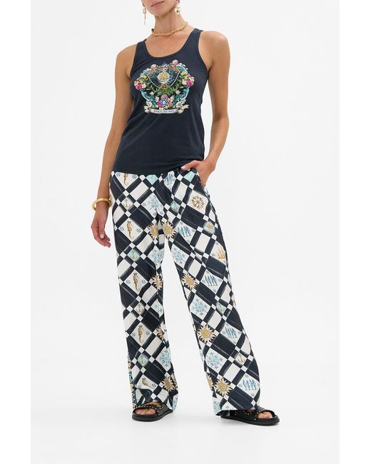 Camilla White Button Front Lounge Pant Folk Afloat