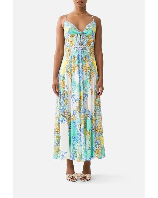 Camilla Blue Long Dress With Tie Front Dial Up The Tiles