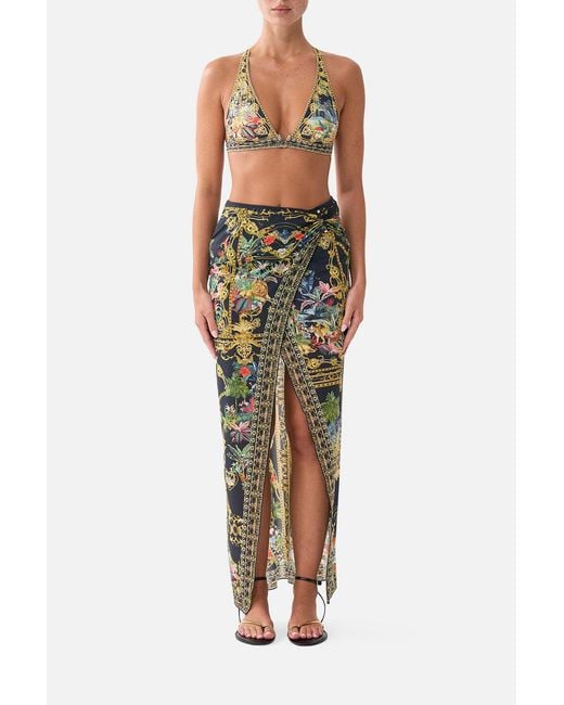 Camilla Black Long Sarong W Gathered Bar Trim Palace Zoology