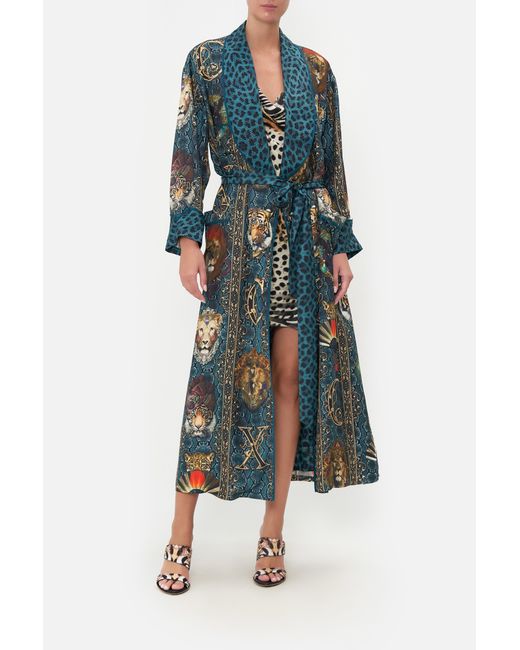 Camilla Silk Long Robe With Tie Heads Will Roll Lyst