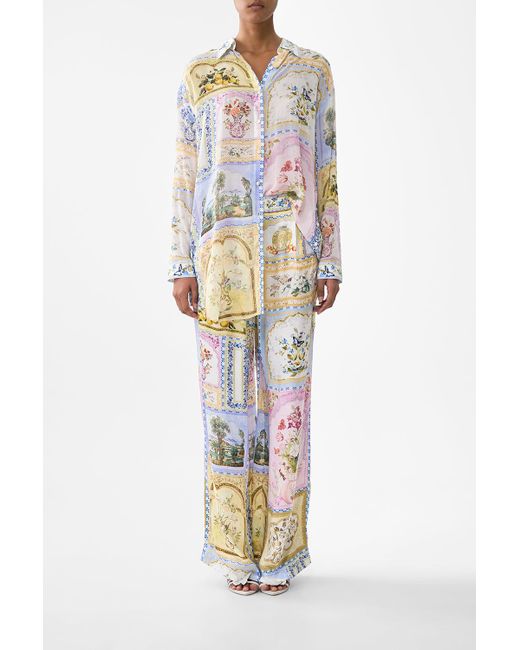 Camilla White Wide Leg Waisted Pant Botanical Ballads