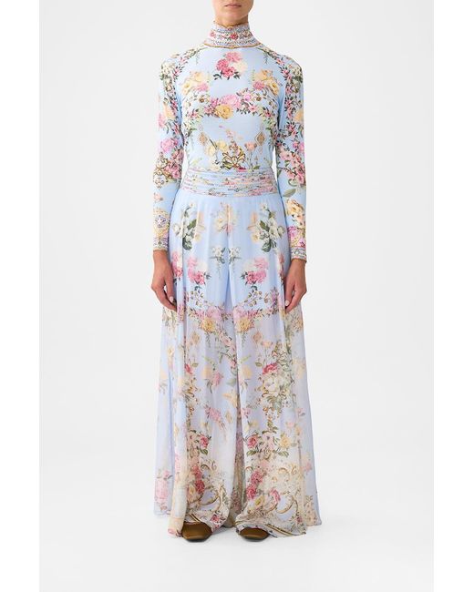 Camilla White Waisted Wide Leg Pant Tiled
