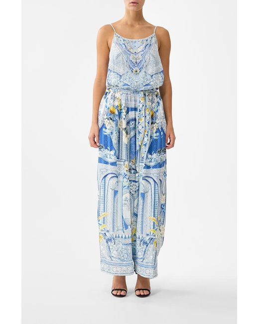 Camilla Blue Shoestring Strap Jumpsuit De Nada Granada