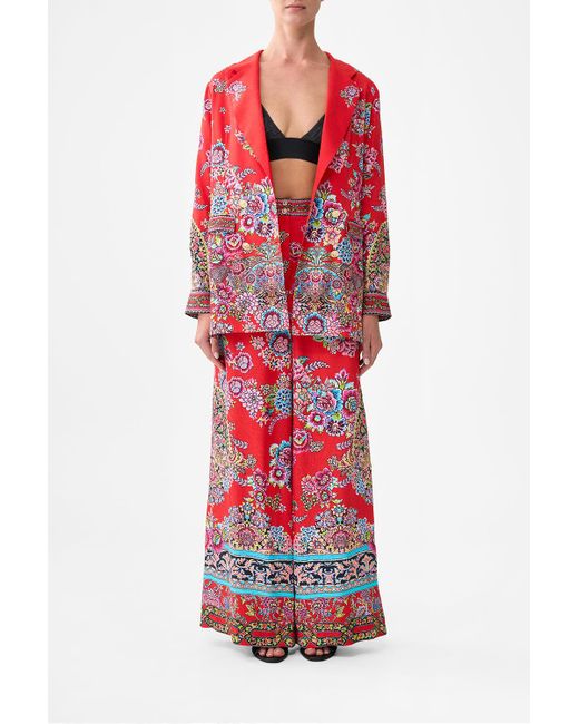 Camilla Red Wide Leg Waisted Pant Artisans Of Anatolia