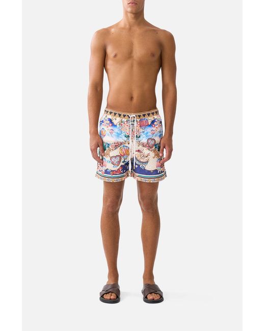Camilla White Mid Length Boardshort With Elastic Waist Kapadokya Kitsch for men