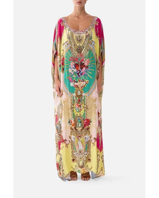Camilla Yellow Round Neck Kaftan Painted Prayers