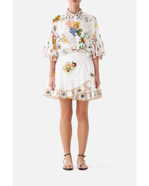 Camilla White Ruffle Hem Wrap Skirt Va Va Vintage