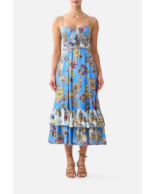 Camilla Blue Ruffle Hem Tie Front Midi Dress Verses