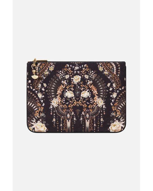 Camilla Black Small Canvas Clutch Flamenco Folklore