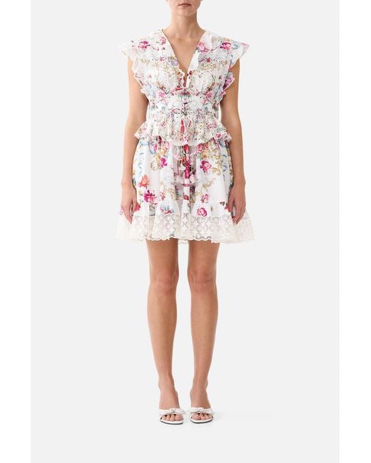Camilla Red Waisted Short Dress With Ruffle Details Torero Libertine