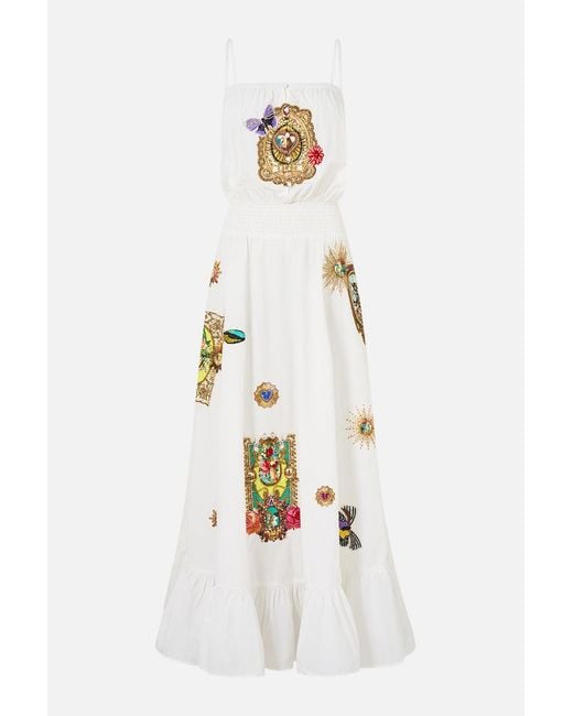 Camilla White Shirred Waist Long Dress Verses
