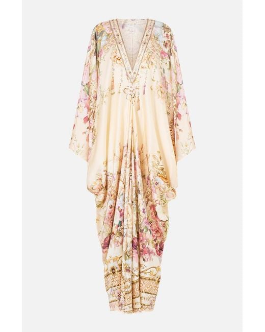 Camilla White T Shape Long Kaftan Adorned
