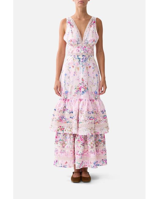 Camilla Pink Two Tiered Gathered Ruffle Dress Palatial Pastels