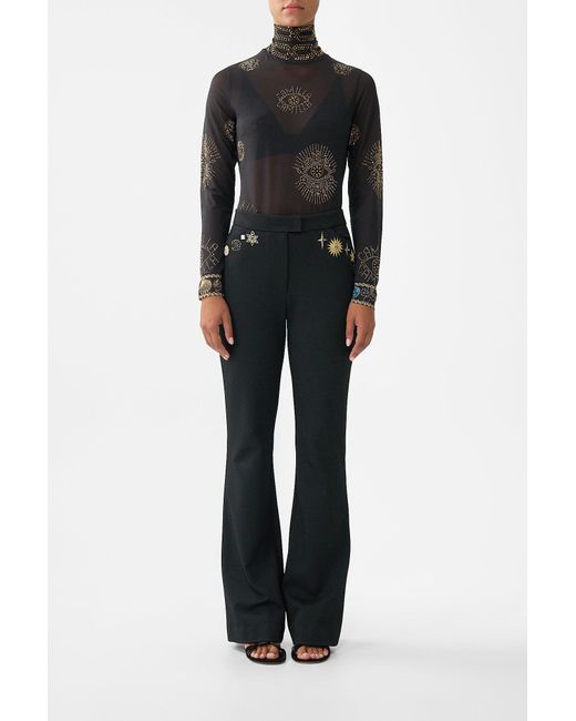 Camilla Black Mid Rise Fit And Flare Trouser Amulets And Alchemy