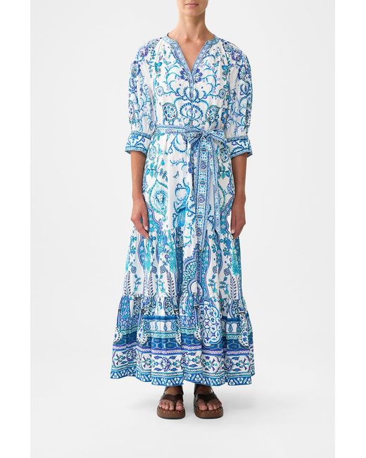 Camilla Blue Tiered Shirt Dress With Short Sleeve Isnik Lullaby