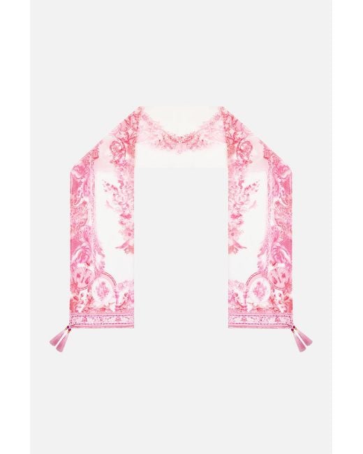 Camilla Pink Long Silk Crinkle Chiffon Scarf Livin La Vida Rosa