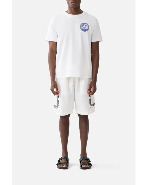 Camilla White Long Cargo Short With Elastic Waist A Tiled Wonderland for men