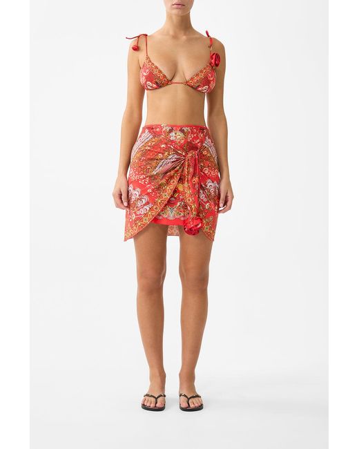 Camilla Layered Mini Sarong With Rosette Tie Front Olé Olé