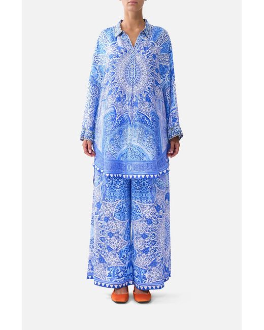 Camilla Blue Relaxed High Low Shirt Dress The Bosphorous