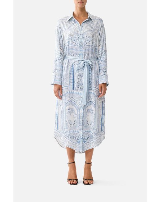 Camilla Blue Shirt Dress With Back Button Detail The Hum Of The Alhambra