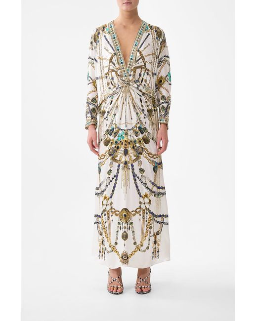 Camilla White Twist Front Batwing Dress