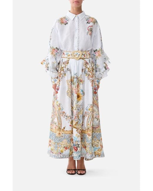 Camilla White Button Shirt With Frill Detail Seville Sweetheart