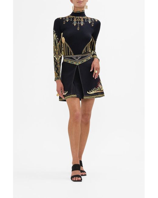 Camilla Black Metal Studded Shaped Waistband Mini Skirt They Called Her Nefertari