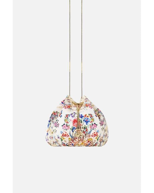 Camilla White Drawstring Pouch Bag I Left My Heart