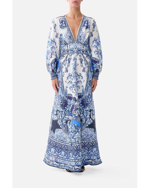 Camilla Blue Button Dress With Shaped Waistband A Tiled Wonderland