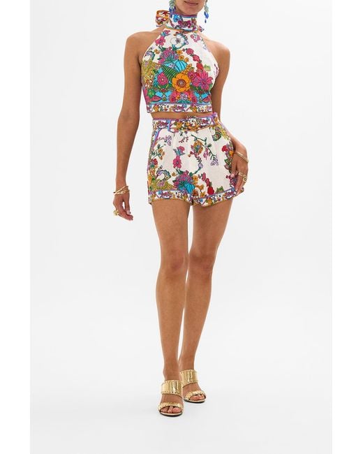 Camilla White Halter Tie Back Top Cosmic Prairie