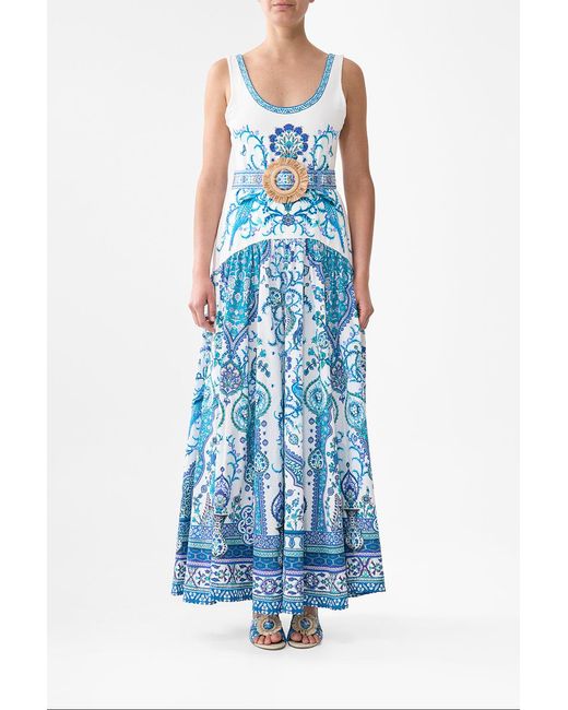 Camilla Blue Jersey Tank Dress With Contrast Skirt Isnik Lullaby