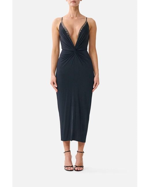 Camilla Blue Strappy Dress With Twist Front Leopard Libertine